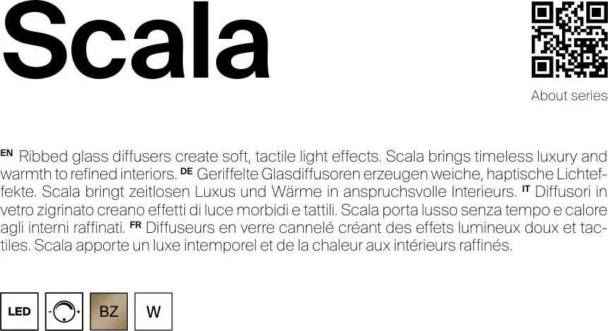 Lustra, Pendul LED cu sticla canelata Scala bronz