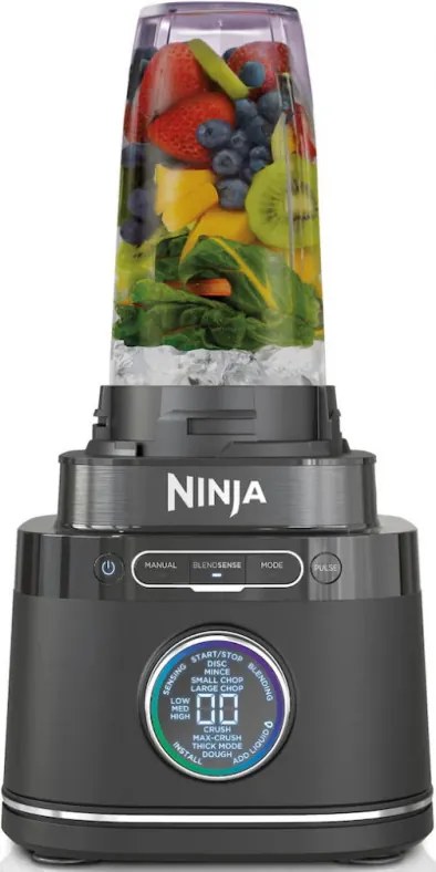 La mâna a doua: Blender 3in1 Ninja TB401EU, 1200W, 2.1 L, 10 viteze + moduri, Timer, LED, Tehnologie BlendSense, Fara BPA, Negru