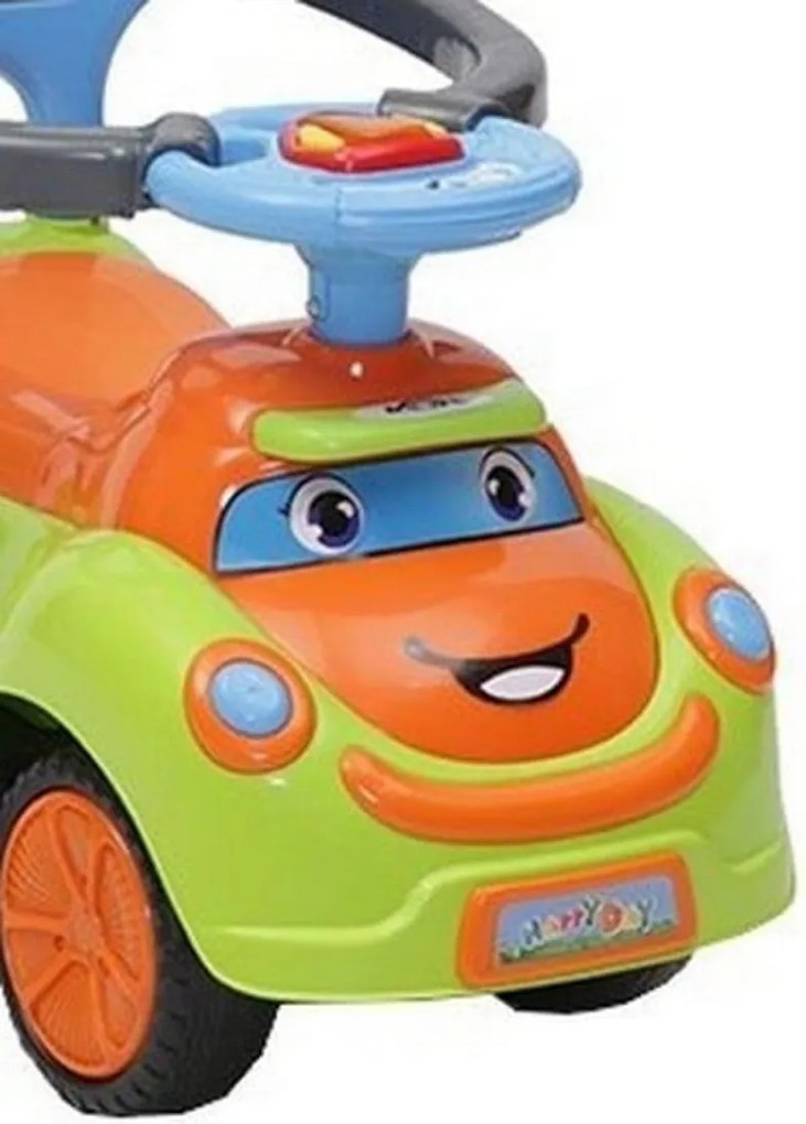Masinuta copii si bebe NOVOKIDS™ Cartoon Smile , Cu melodii si lumini, Maner de impins pentru parinti detasabil, copertina de protectie detasabila,