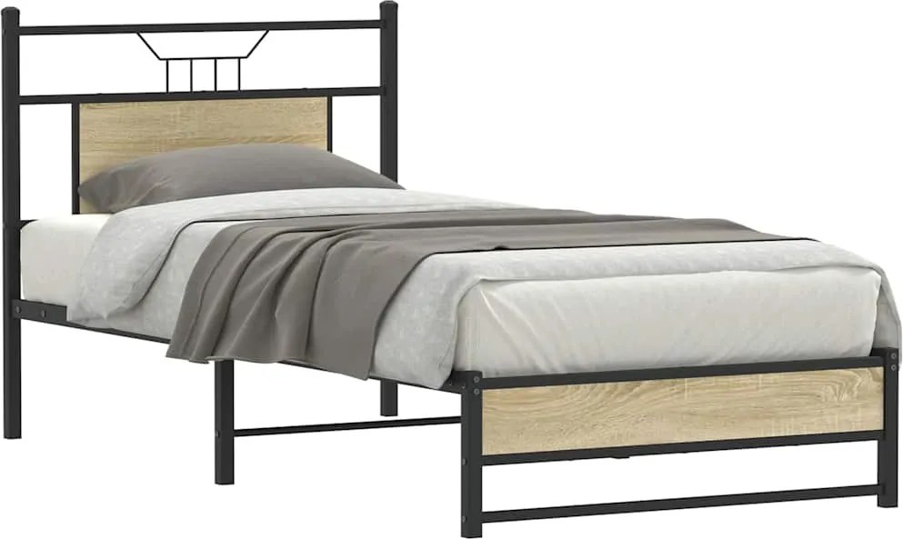 vidaXL Cadru pat fără saltea stejar sonoma, 90x190 cm, lemn prelucrat