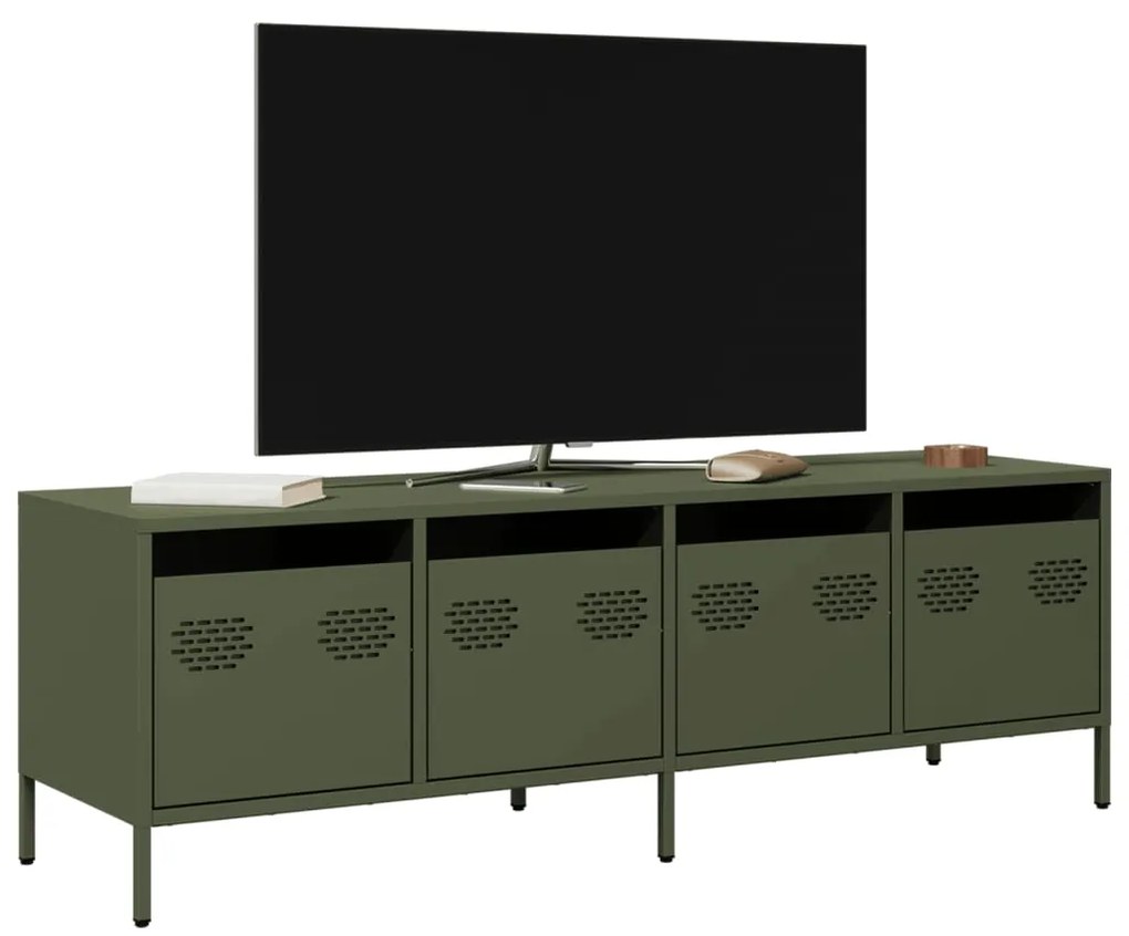 vidaXL Dulap TV, verde măsliniu, 135x39x43,5 cm, oțel laminat la rece