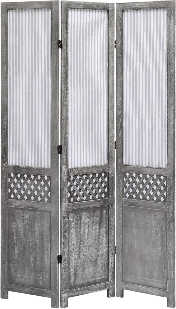Paravan de camera cu 3 panouri, gri, 105 x 165 cm, textil
