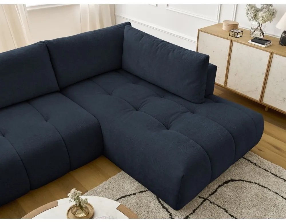 Colțar albastru închis extensibil/cu spațiu de depozitare (cu colț pe partea dreaptă/în formă de "U") Fuji – Bobochic Paris