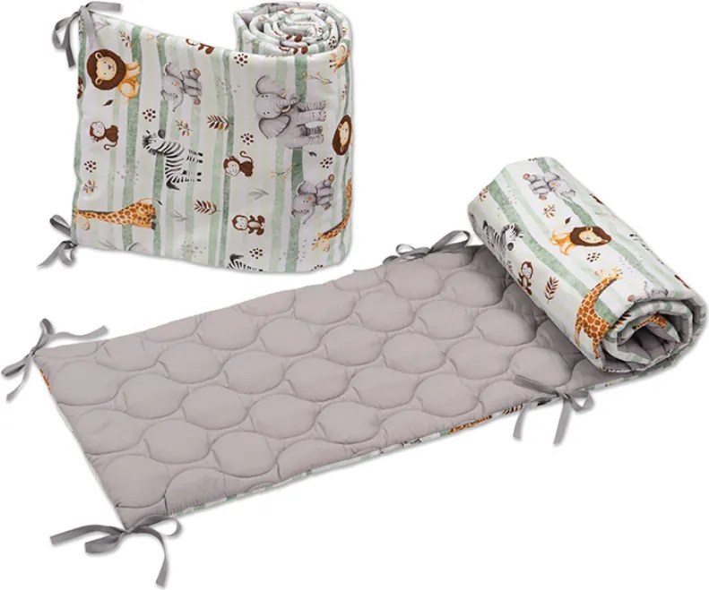 Set 2 aparatori laterale matlasate patut 120x60 cm Kidizi Safari Deluxe – protectie laterala completa, inaltime 35 cm