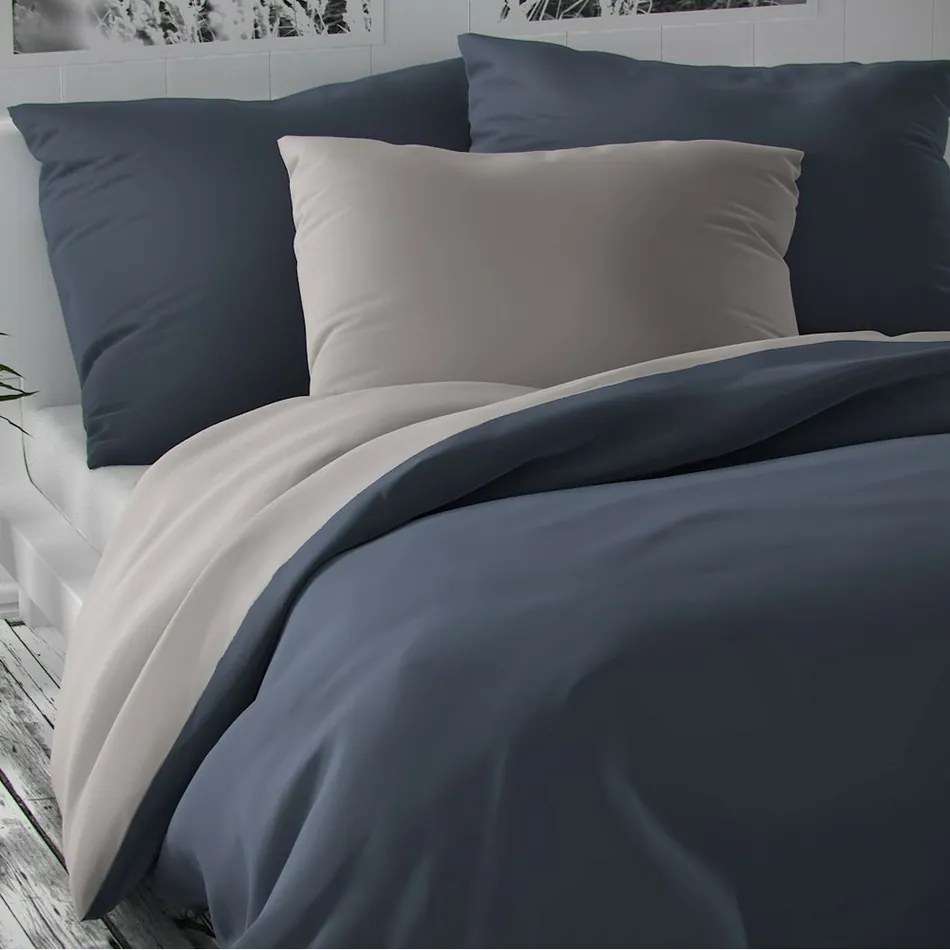 Lenjerie de pat din satin Luxury Collection,  gri deschis/gri închis, 140 x 220 cm, 70 x 90 cm, 140 x 220 cm, 70 x 90 cm
