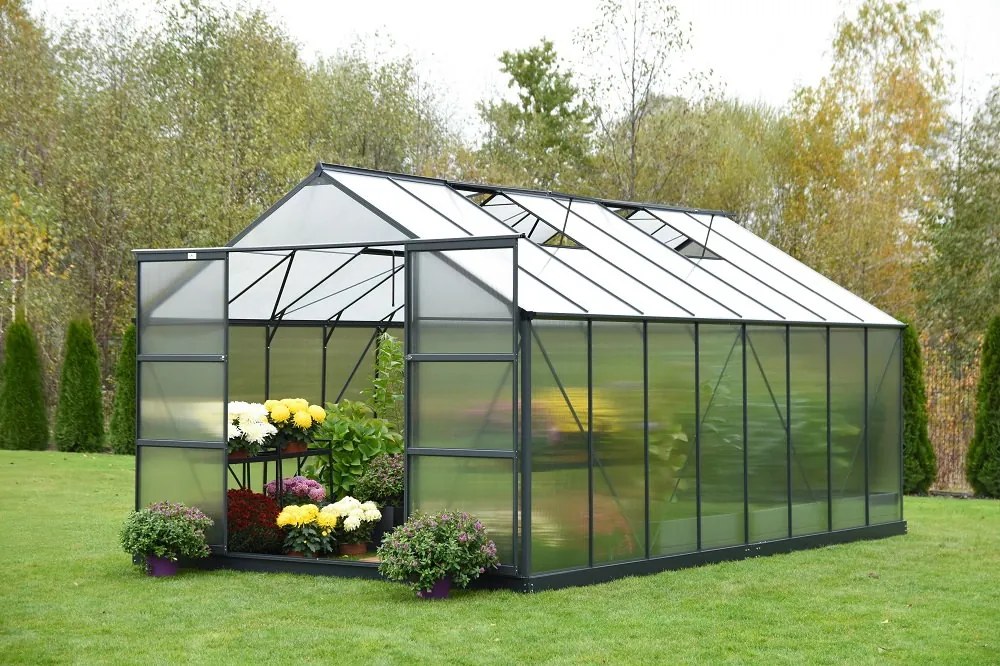 Seră de grădină din aluminiu Azalia 3,08 x 4,9 m CoverTech antracit