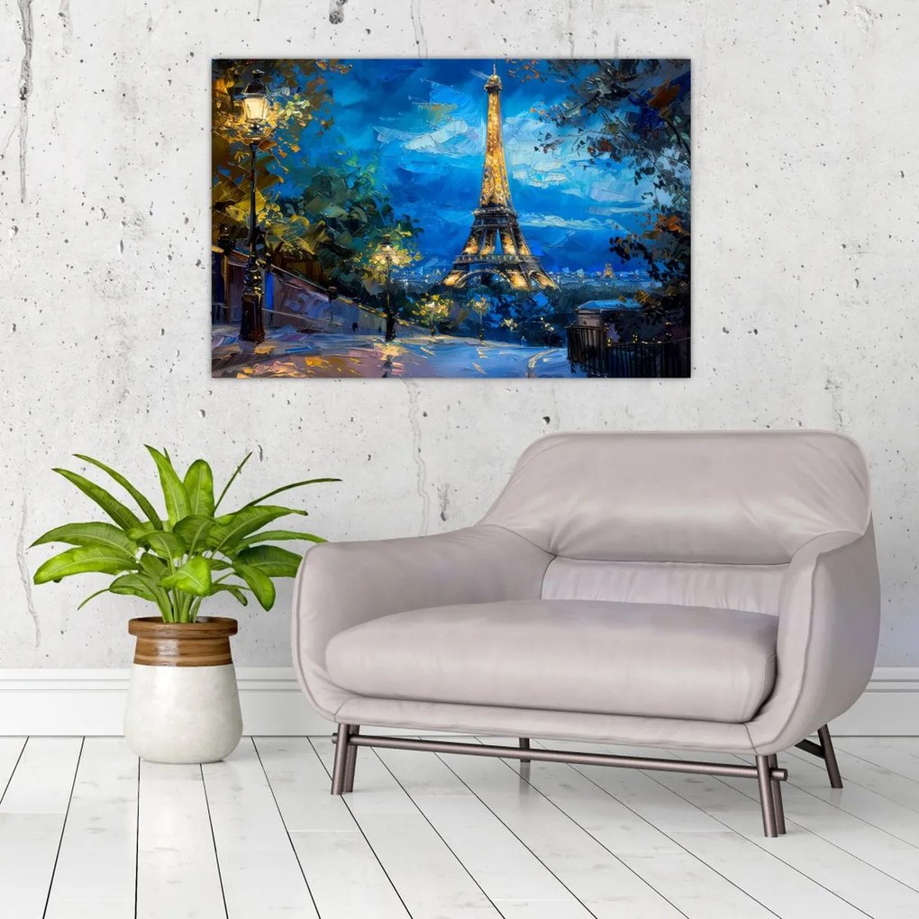 Tablou - Pictură în ulei a Turnului Eiffel (90x60 cm)