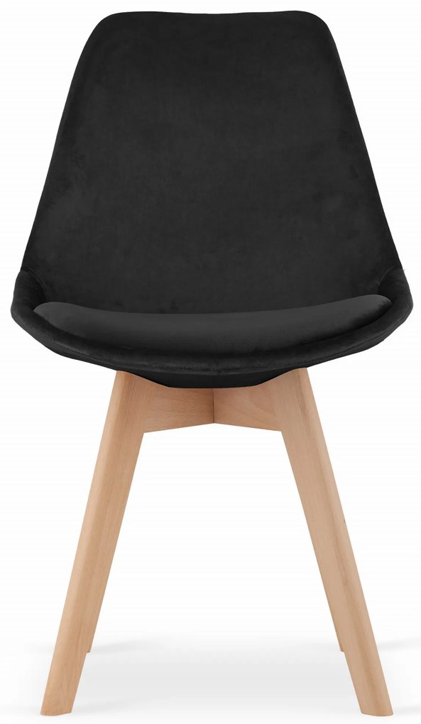 Scaun DAREN NORI VELVET negru cu picioare de fag