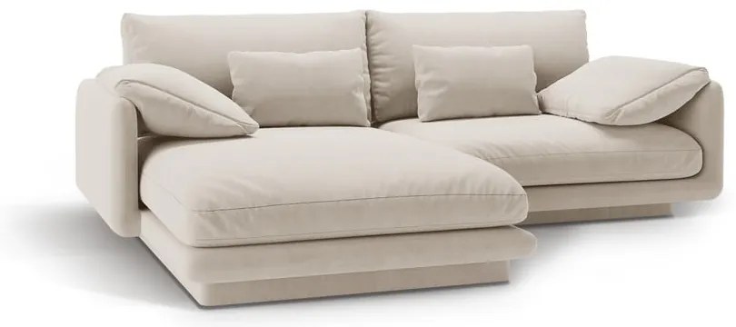 Colțar alb cu tapițerie din catifea (cu colț pe partea stângă /cu șezlong) Torino – Micadoni