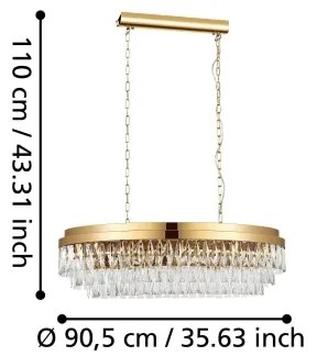 Lustră pe lanț Eglo 39462 VALPARAISO 10xE14/40W/230V auriu