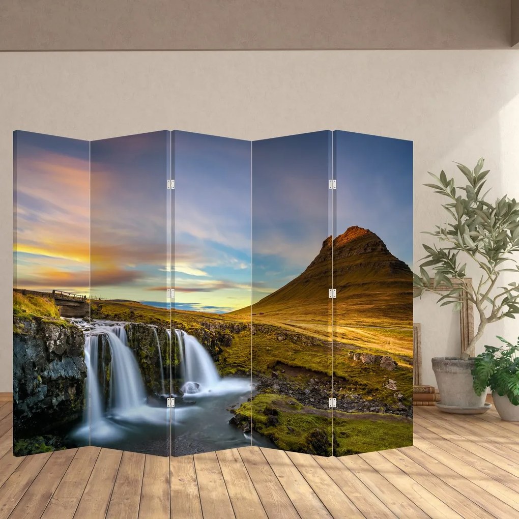 Paravan - Munții și cascade pe Islanda (210x170 cm)