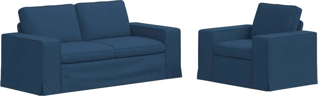 vidaXL Set de canapea 2 pcs albastru 182 x 80 x 82 cm țesătură