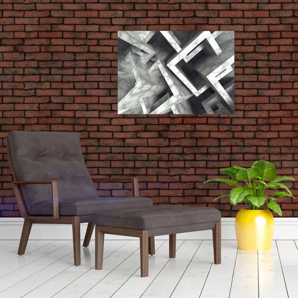 Tablou pe sticlă cu cuburi abstracte (70x50 cm)