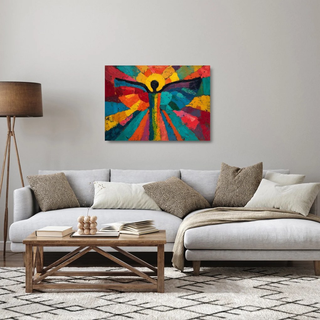 Tablou pe sticlă - Înger pictat (70x50 cm)