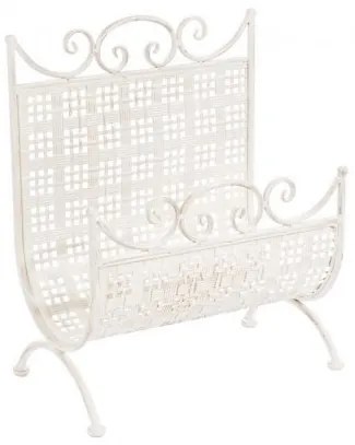 Suport pentru reviste alb antichizat din metal, Emily Bizzotto