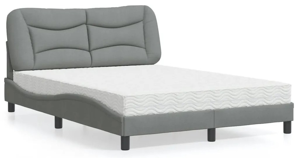 vidaXL Pat cu saltea, gri deschis, 120x200 cm, textil