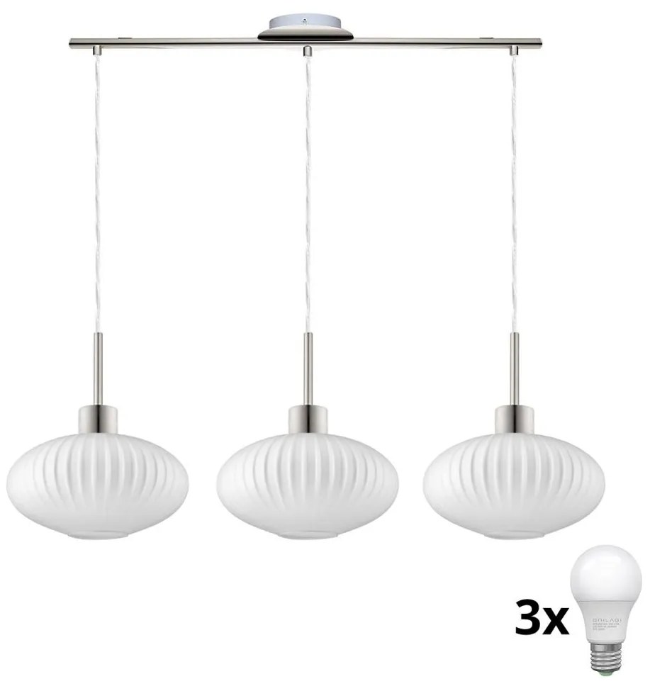 Lustru LED pe cablu HARMA 3xE27/60W/230V crom mat/alb