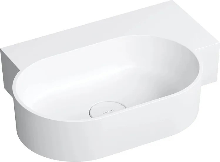 Lavoar suspendat Omnires Ovo M+ finisaj alb mat 55.5 cm dreapta