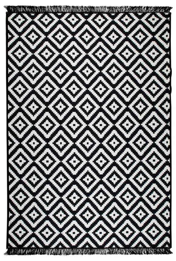 Covor reversibil Cihan Bilisim Tekstil Helen, 80 x 150 cm, negru-alb