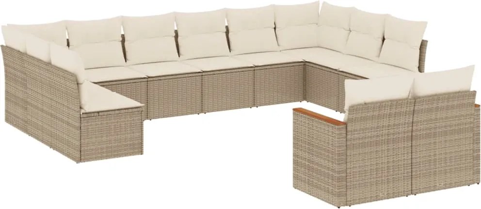 vidaXL Set canapele de grădină cu perne, 12 piese, bej, poliratan