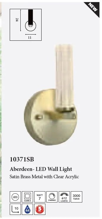 Aplica LED de perete baie metal alama IP44 Aberdeen