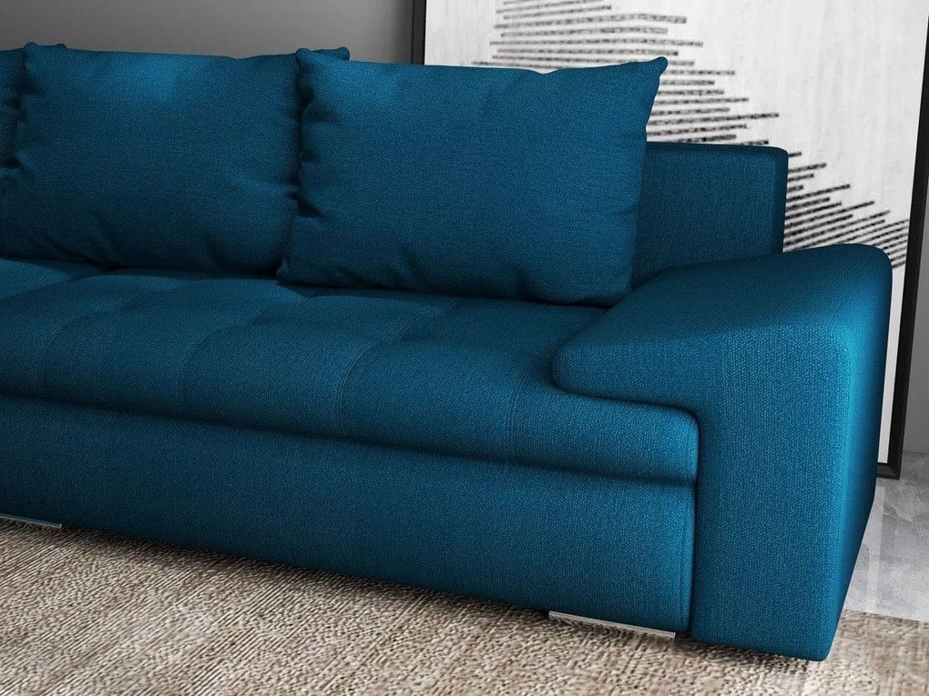 Colțar extensibil dumonde cu ladă de depozitare si sezut confortabil din spuma high-density, Leonardo Enjoy Petrol 260x185 cm