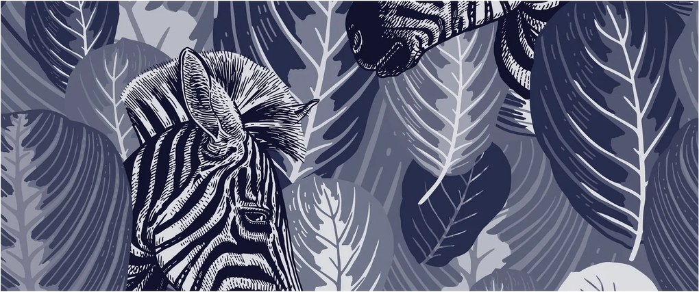 Tablou - Zebre albastre (120x50 cm)
