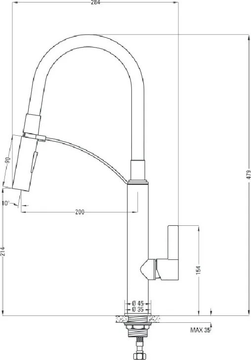 Baterie bucatarie extractabila finisaj crom-negru Gerbera BGB_B720