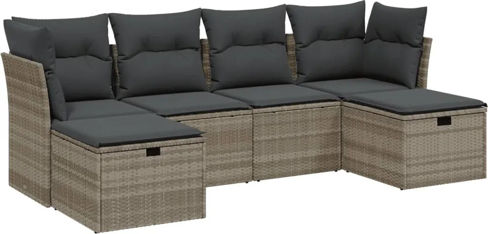 vidaXL Set canapele de grădină cu perne, 6 piese gri deschis poliratan