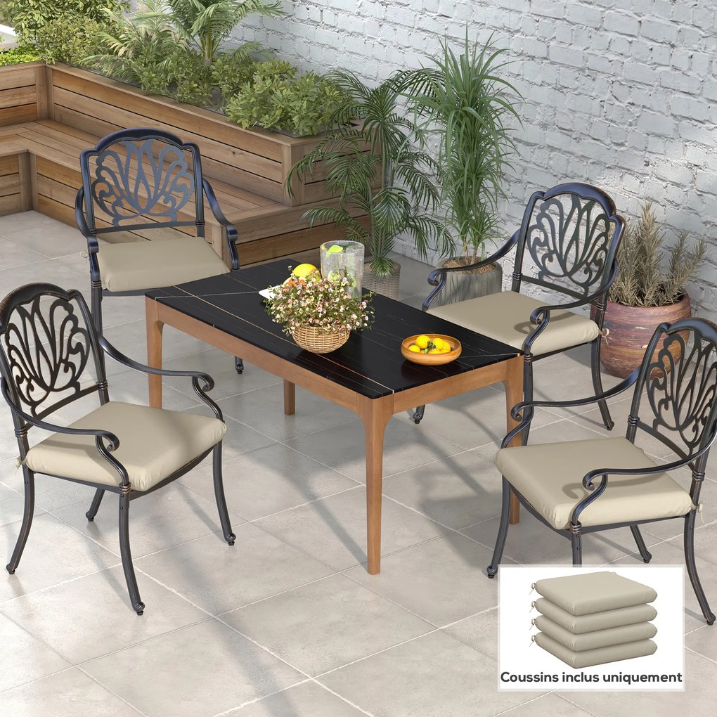 Outsunny Set de 4 perne pentru scaun, pad-uri pentru scaun 47 x 47 cm, umplutură groasă, rezistente la decolorare, bej | Aosom Romania