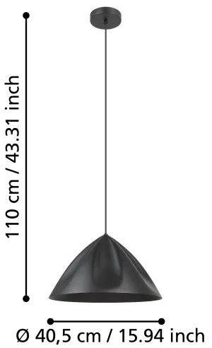 Lustră pe cablu Eglo 900835 PODERE 1xE27/40W/230V negru