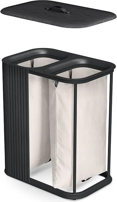 Coș de rufe negru 2x45 l din bambus Tota Luxe – Joseph Joseph