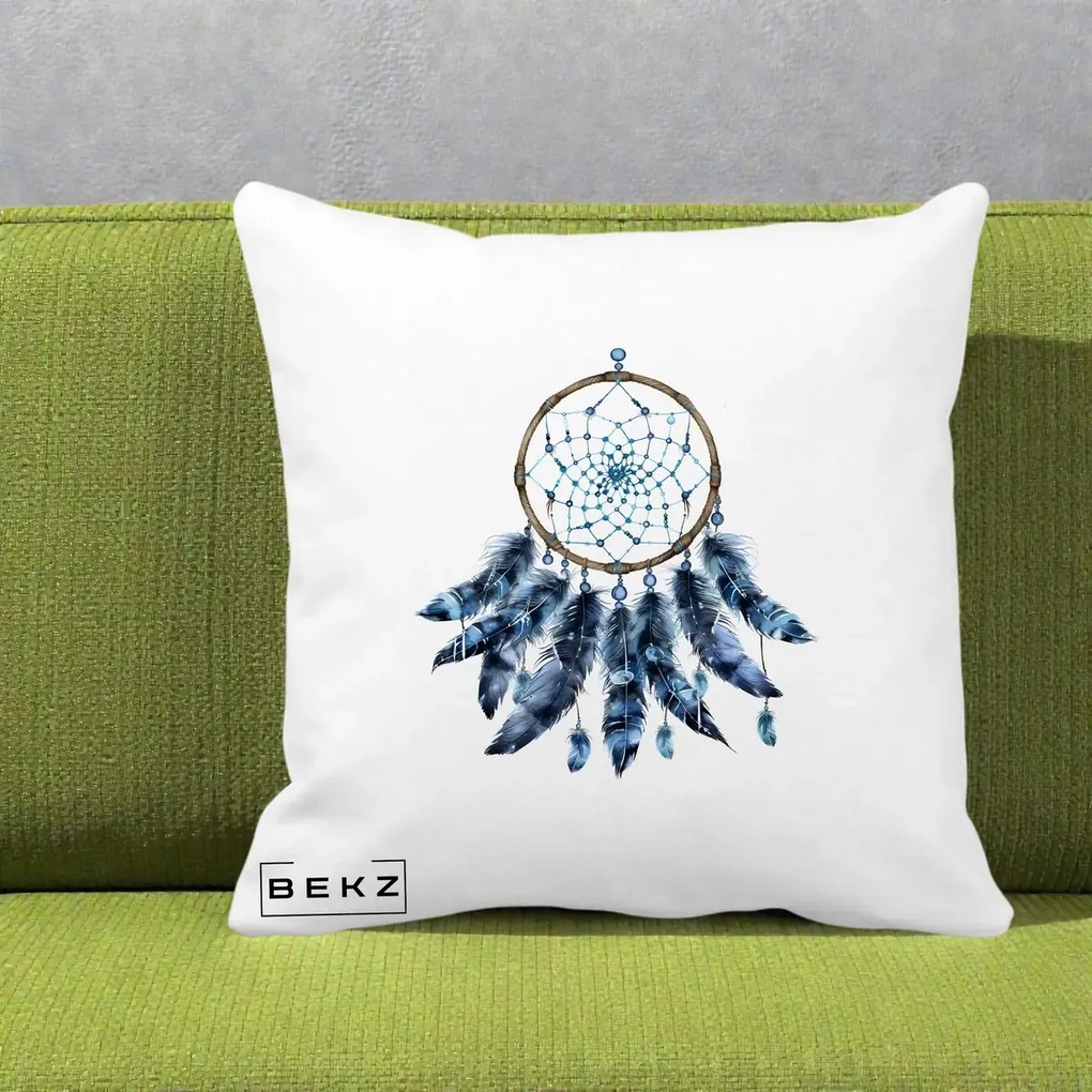 Perna Personalizata Prinzator de Vise cu Pene Albastre, 40x40 cm, Alba Mata, Husa Detasabila, Perna Inclusa, BEKZ®
