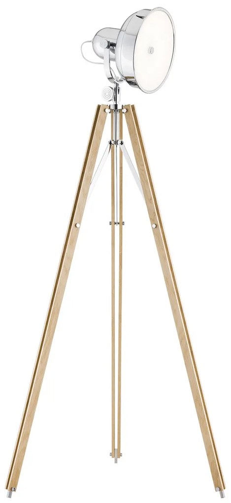 Lampadar LED de podea retro cu trepied lemn natur FOTO NEW