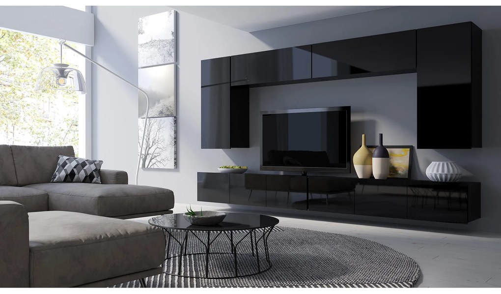 Mobilier living Calabria C13 (Negru) (fără iluminat). 1051645