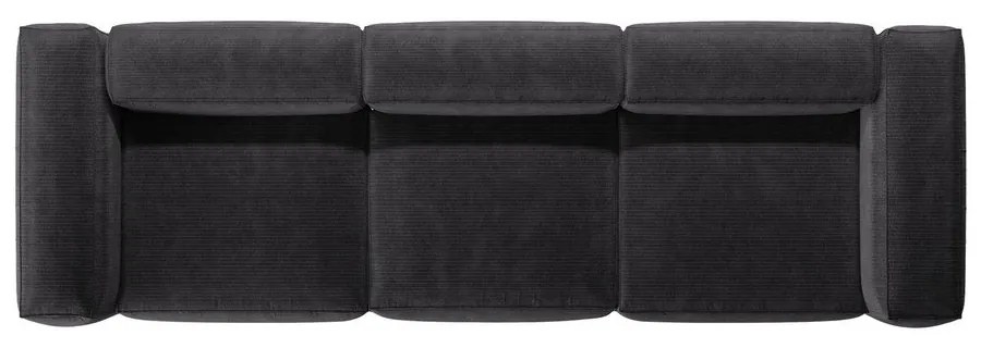 Canapea gri închis cu tapițerie din catifea reiată 364 cm Bergamo – Cosmopolitan Design