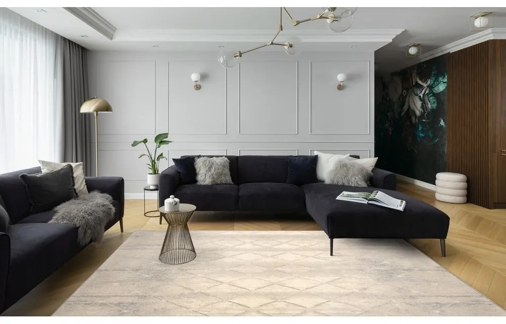 Covor crem din lână 133x180 cm Colette – Agnella