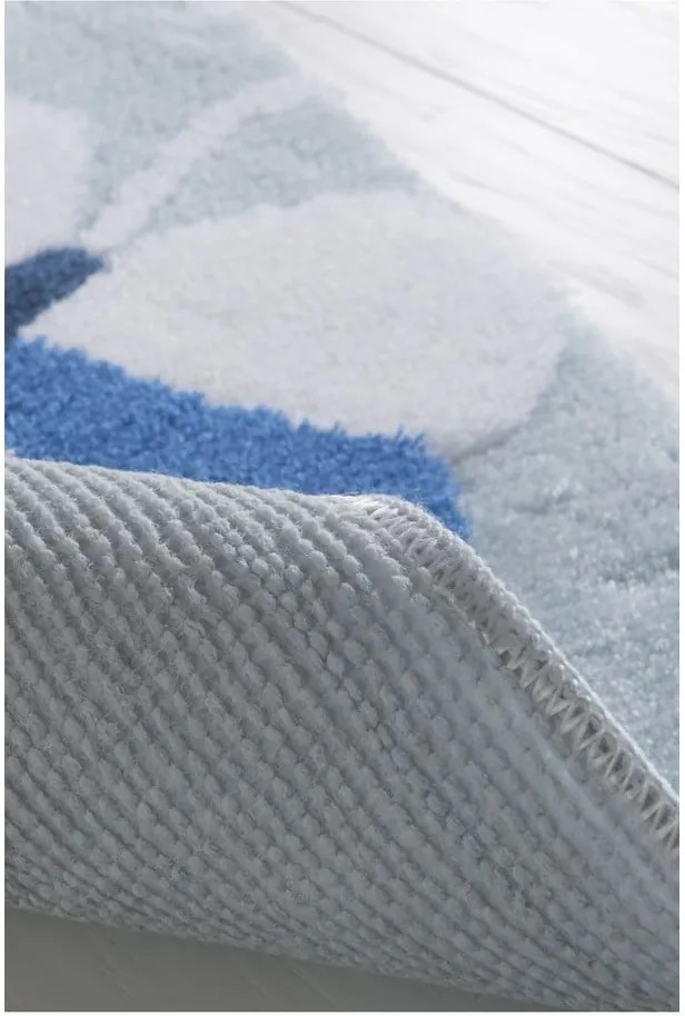 Set 3 covoare de baie Mari Blue, alb - albastru