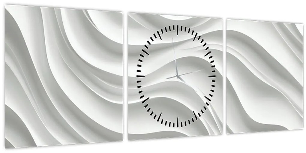 Tablou - Valuri Albe 3D (cu ceas) (90x30 cm)