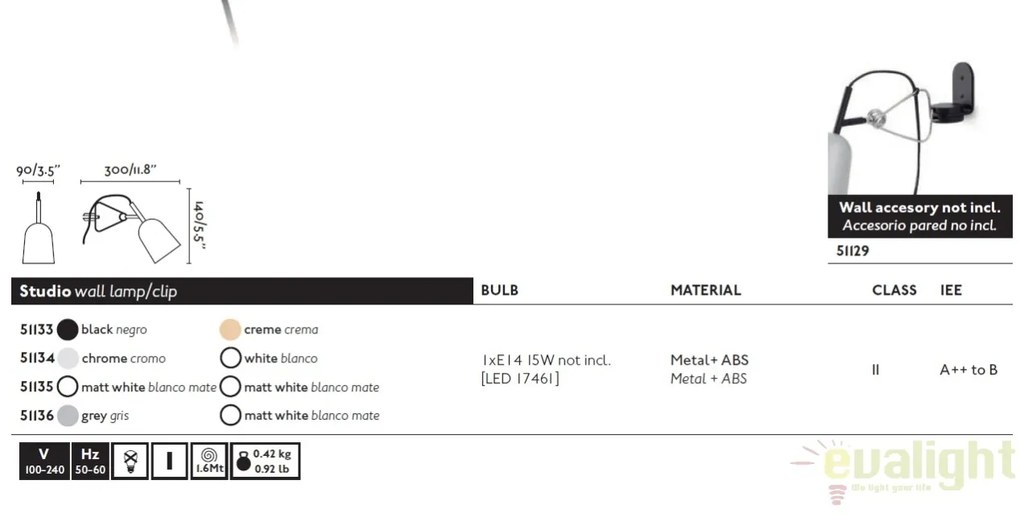 Lampa cu clips moderna STUDIO crom 51134