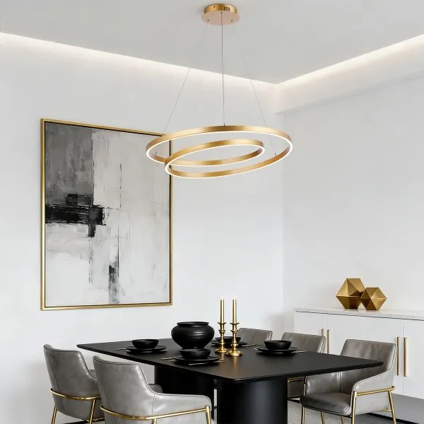 Brilagi-LED Lustră reglabilă pe cablu TWISTER LED/75W/230V Ø 70 cm auriu + telecomandă