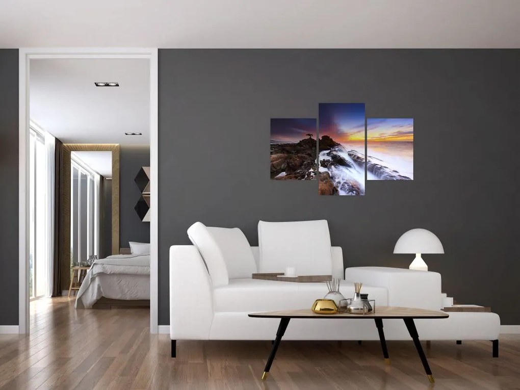 Tablou cu munți în ceață (90x60 cm)