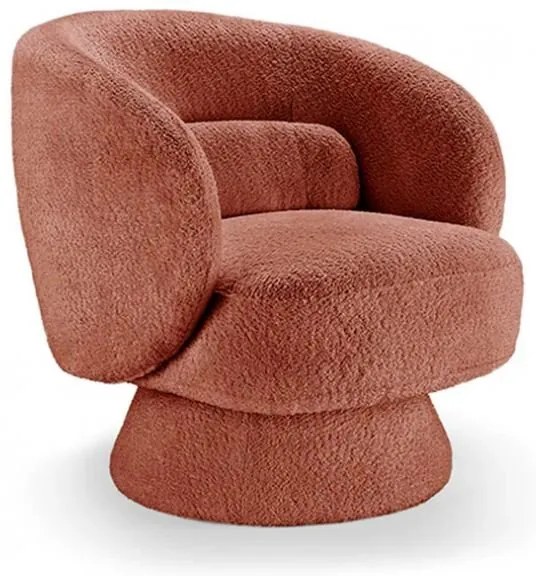 Fotoliu pivotant stil retro, Tesatura Boucle, Ruginiu, Bossa Nova, A-45838 VC