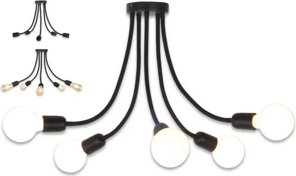 Top Light Galileo 5 C - Lustră pe tijă 5xE27/40W/230V negru