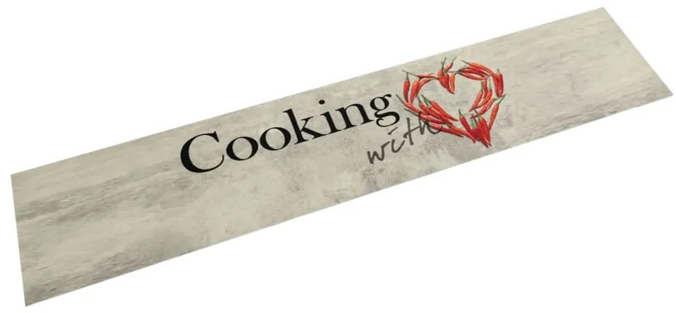 vidaXL Covor bucătărie lavabil, text Cooking/ardei, 60x300 cm, catifea