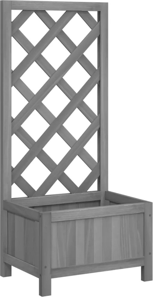 vidaXL Jardinieră cu spalier, gri, lemn masiv de brad