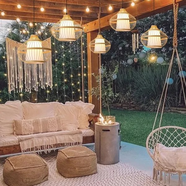 Lustră pe cablu Immax 08256L PINCHOS 1xE27/40W/230V d. 40 cm bambus