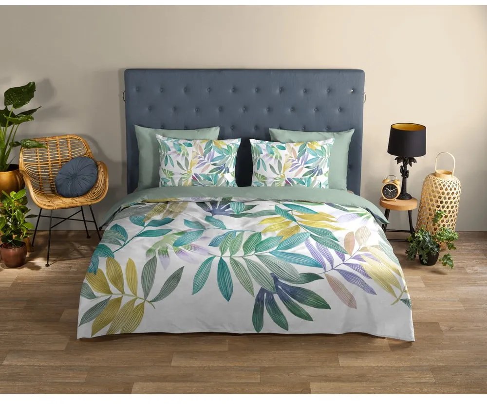 Lenjerie de pat verde din bumbac pentru pat de o persoană 140x200 cm Marcus – Good Morning