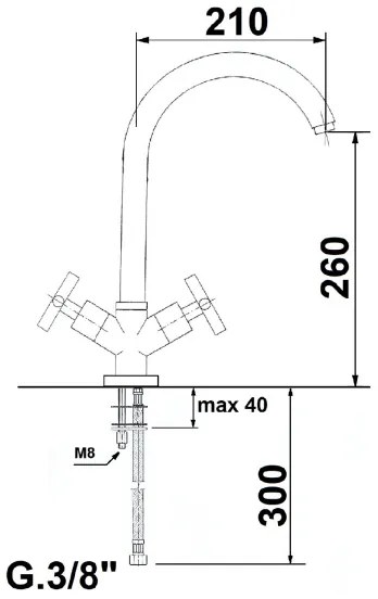 Sapho - Baterie pentru chiuvetă AXIA, crom lucios