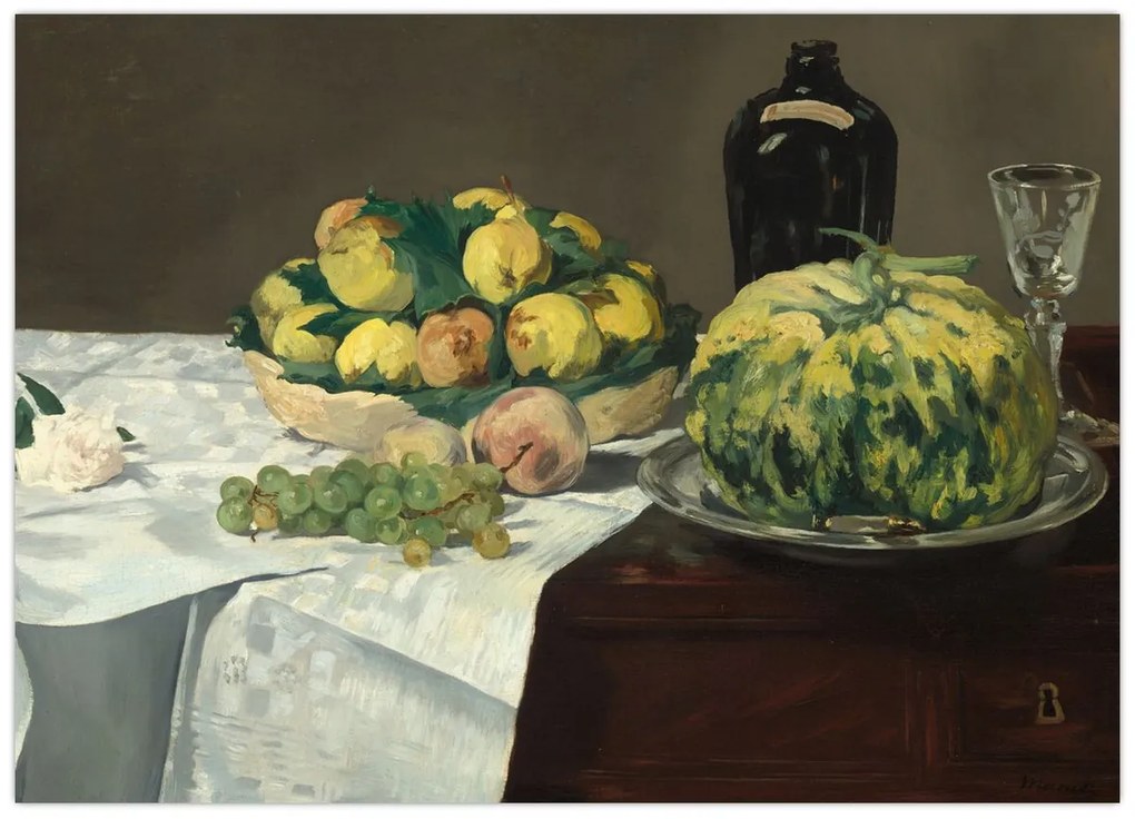 Tablou - Edouard Manet, Still Life with Melon and Peaches, reproducere (70x50 cm)